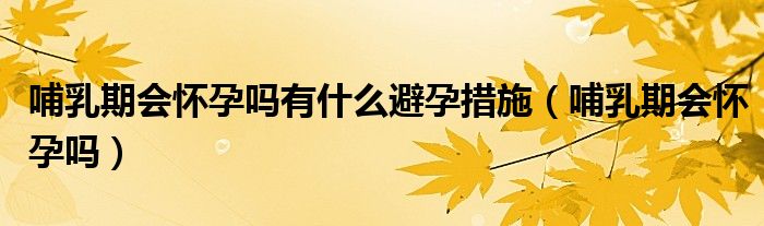 哺乳期會懷孕嗎有什么避孕措施（哺乳期會懷孕嗎）