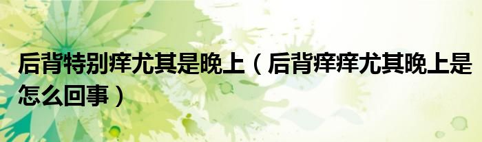 后背特別癢尤其是晚上（后背癢癢尤其晚上是怎么回事）