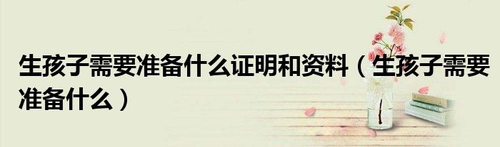 生孩子需要準備什么證明和資料（生孩子需要準備什么）