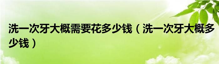 洗一次牙大概需要花多少錢（洗一次牙大概多少錢）