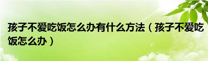孩子不愛(ài)吃飯?jiān)趺崔k有什么方法（孩子不愛(ài)吃飯?jiān)趺崔k）