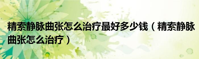 精索靜脈曲張?jiān)趺粗委熥詈枚嗌馘X(qián)（精索靜脈曲張?jiān)趺粗委煟?class='thumb lazy' /></a>
		    <header>
		<h2><a  href=