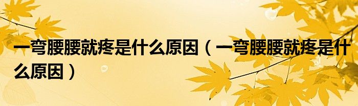 一彎腰腰就疼是什么原因(一彎腰腰就疼是什么原因)