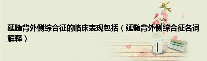 延髓背外側(cè)綜合征的臨床表現(xiàn)包括（延髓背外側(cè)綜合征名詞解釋）