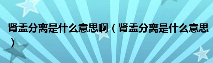 腎盂分離是什么意思?。I盂分離是什么意思）