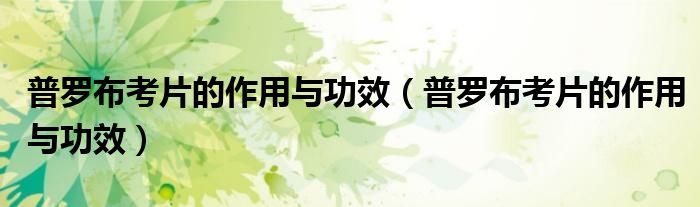 普羅布考片的作用與功效（普羅布考片的作用與功效）