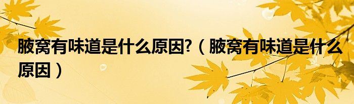 腋窩有味道是什么原因?（腋窩有味道是什么原因）
