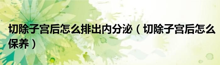 切除子宮后怎么排出內(nèi)分泌（切除子宮后怎么保養(yǎng)）
