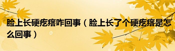 臉上長(zhǎng)硬疙瘩咋回事（臉上長(zhǎng)了個(gè)硬疙瘩是怎么回事）