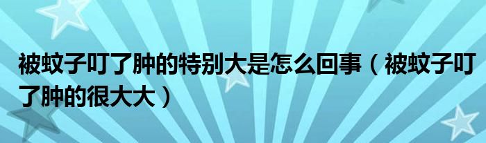被蚊子叮了腫的特別大是怎么回事（被蚊子叮了腫的很大大）