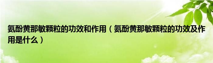 氨酚黃那敏顆粒的功效和作用（氨酚黃那敏顆粒的功效及作用是什么）