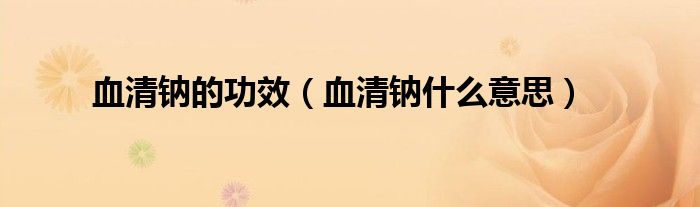 血清鈉的功效（血清鈉什么意思）