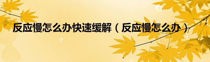 反應(yīng)慢怎么辦快速緩解(反應(yīng)慢怎么辦)