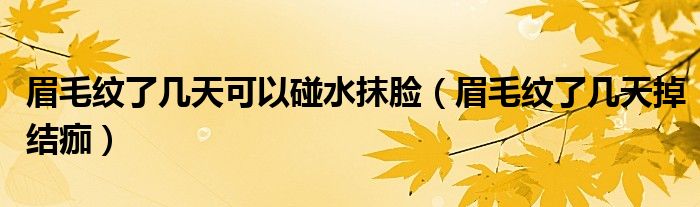 眉毛紋了幾天可以碰水抹臉（眉毛紋了幾天掉結(jié)痂）