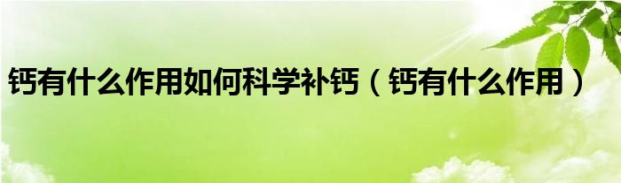 鈣有什么作用如何科學(xué)補(bǔ)鈣（鈣有什么作用）