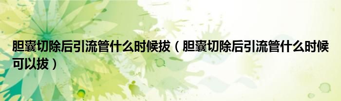 膽囊切除后引流管什么時(shí)候拔（膽囊切除后引流管什么時(shí)候可以拔）