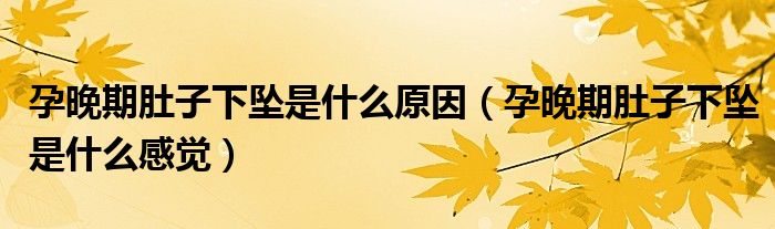 孕晚期肚子下墜是什么原因（孕晚期肚子下墜是什么感覺）
