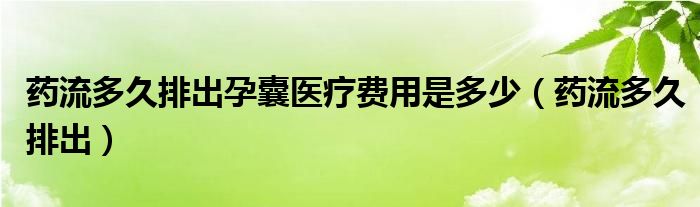 藥流多久排出孕囊醫(yī)療費用是多少（藥流多久排出）