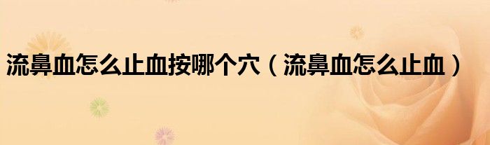 流鼻血怎么止血按哪個穴（流鼻血怎么止血）