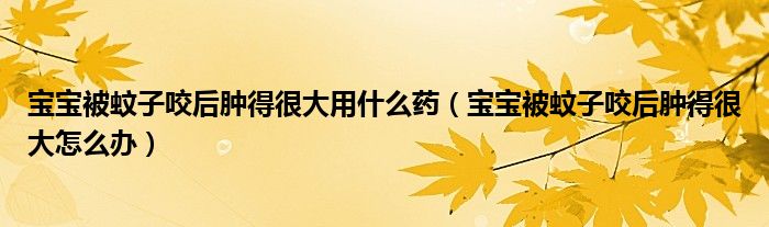 寶寶被蚊子咬后腫得很大用什么藥（寶寶被蚊子咬后腫得很大怎么辦）