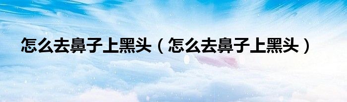 怎么去鼻子上黑頭（怎么去鼻子上黑頭）