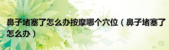 鼻子堵塞了怎么辦按摩哪個(gè)穴位（鼻子堵塞了怎么辦）