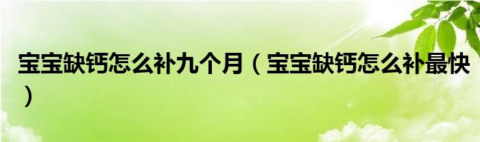 寶寶缺鈣怎么補九個月（寶寶缺鈣怎么補最快）