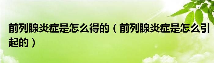 前列腺炎癥是怎么得的（前列腺炎癥是怎么引起的）