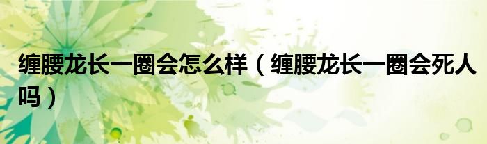 纏腰龍長一圈會怎么樣（纏腰龍長一圈會死人嗎）