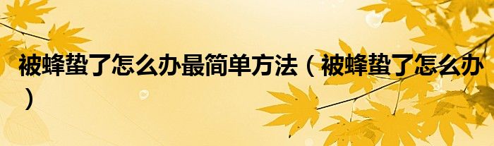 被蜂蟄了怎么辦最簡(jiǎn)單方法（被蜂蟄了怎么辦）