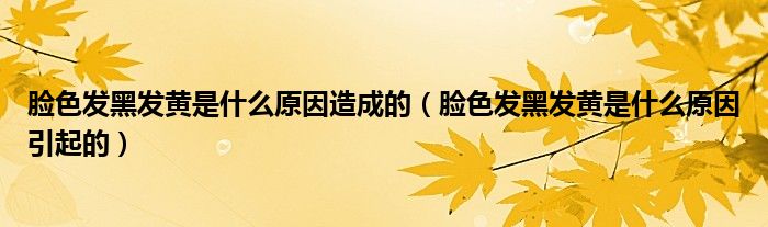 臉色發(fā)黑發(fā)黃是什么原因造成的（臉色發(fā)黑發(fā)黃是什么原因引起的）