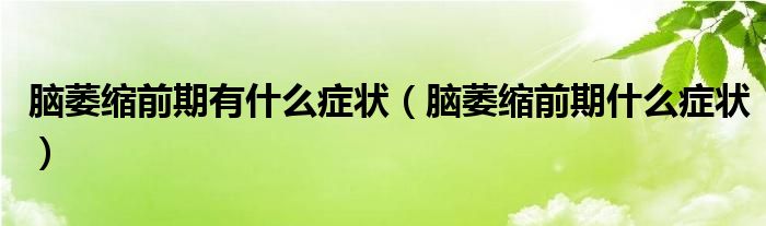 腦萎縮前期有什么癥狀（腦萎縮前期什么癥狀）