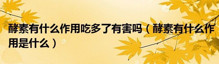 酵素有什么作用吃多了有害嗎（酵素有什么作用是什么）