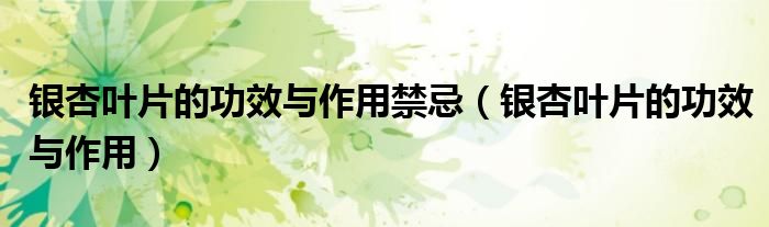 銀杏葉片的功效與作用禁忌（銀杏葉片的功效與作用）