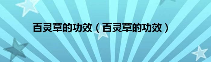 百靈草的功效（百靈草的功效）