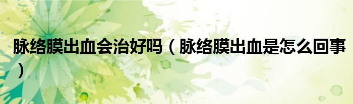 脈絡(luò)膜出血會(huì)治好嗎(脈絡(luò)膜出血是怎么回事)