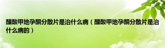 醋酸甲地孕酮分散片是治什么?。ù姿峒椎卦型稚⑵侵问裁床〉模?class='thumb lazy' /></a>
		    <header>
		<h2><a  href=