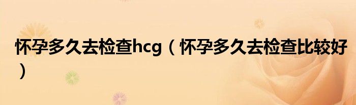 懷孕多久去檢查hcg（懷孕多久去檢查比較好）