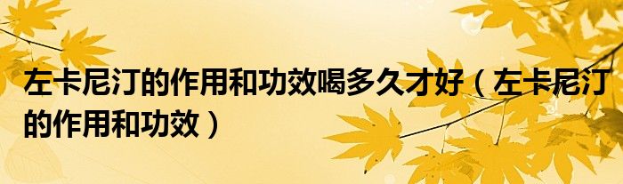 左卡尼汀的作用和功效喝多久才好（左卡尼汀的作用和功效）