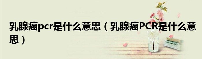 乳腺癌pcr是什么意思（乳腺癌PCR是什么意思）