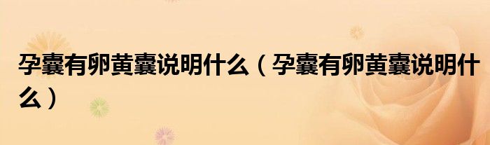 孕囊有卵黃囊說明什么（孕囊有卵黃囊說明什么）