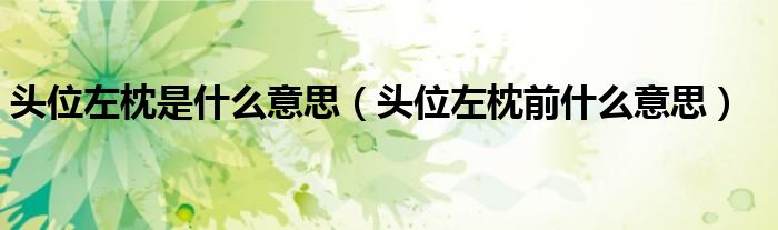 頭位左枕是什么意思（頭位左枕前什么意思）