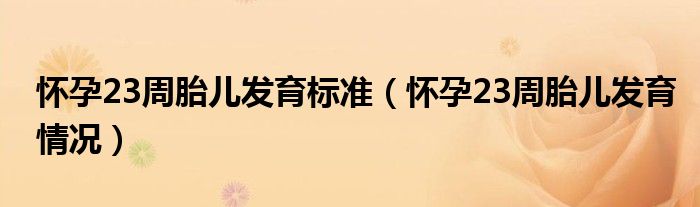 懷孕23周胎兒發(fā)育標(biāo)準(zhǔn)（懷孕23周胎兒發(fā)育情況）