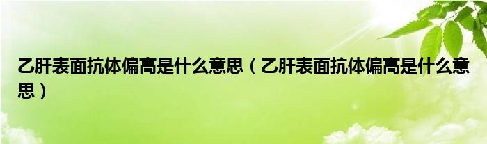 乙肝表面抗體偏高是什么意思（乙肝表面抗體偏高是什么意思）