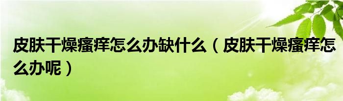 皮膚干燥瘙癢怎么辦缺什么（皮膚干燥瘙癢怎么辦呢）
