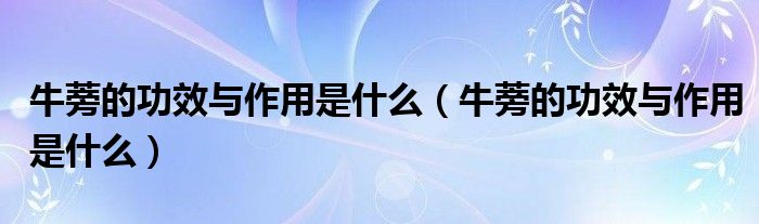 牛蒡的功效與作用是什么（牛蒡的功效與作用是什么）