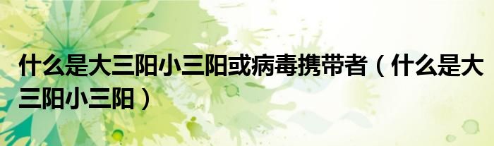 什么是大三陽小三陽或病毒攜帶者（什么是大三陽小三陽）