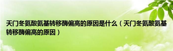 天門冬氨酸氨基轉(zhuǎn)移酶偏高的原因是什么（天門冬氨酸氨基轉(zhuǎn)移酶偏高的原因）
