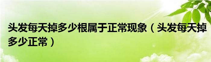 頭發(fā)每天掉多少根屬于正?，F(xiàn)象（頭發(fā)每天掉多少正常）
