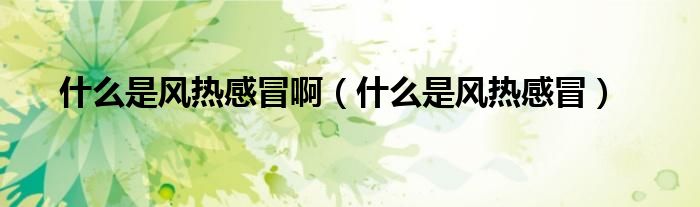 什么是風熱感冒啊（什么是風熱感冒）